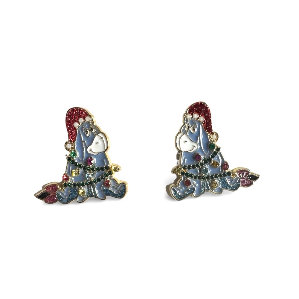 BaubleBar Festive Eeyore in Santa Hat Holiday Earrings- NIB